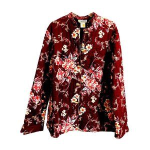 Two Potato Quilted Jacket Coat Size XL Floral Rose Burgundy Pink Boho Crafty New